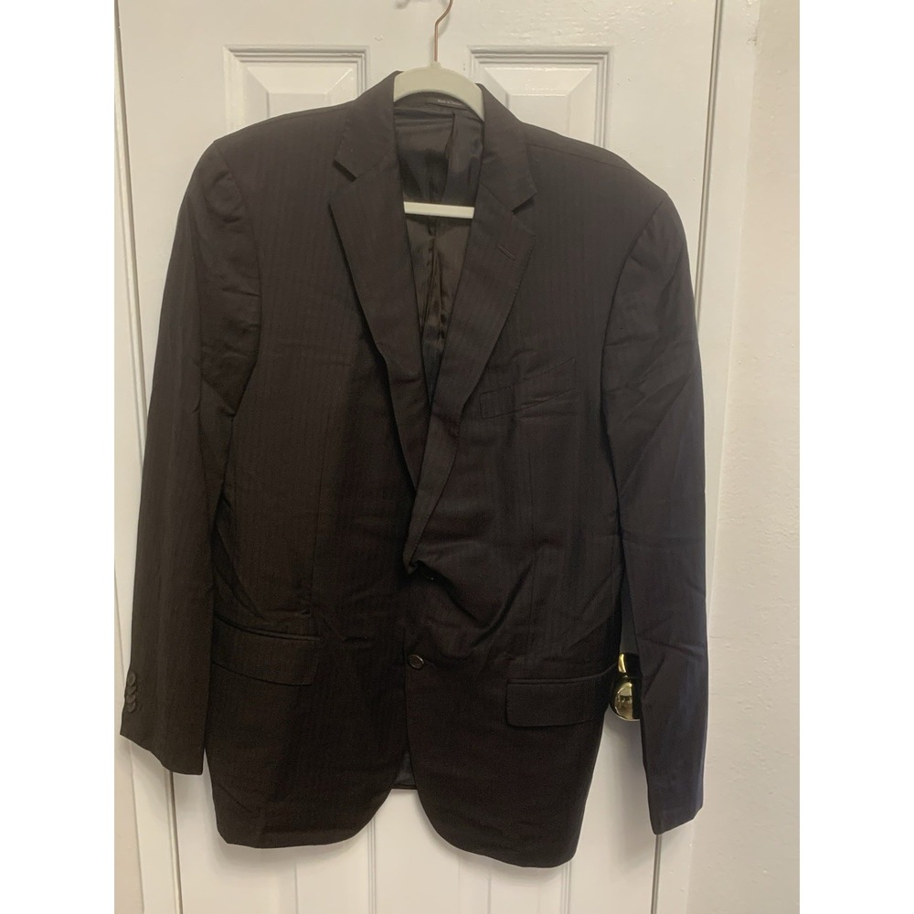 ERMENEGILDO ZEGNA Micronsphere Fit Mila Suit Jacket Brown Pinstripe 56R - Read